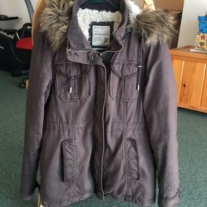 Comfy Grey Faux Fur Lined Aeropostale Coat